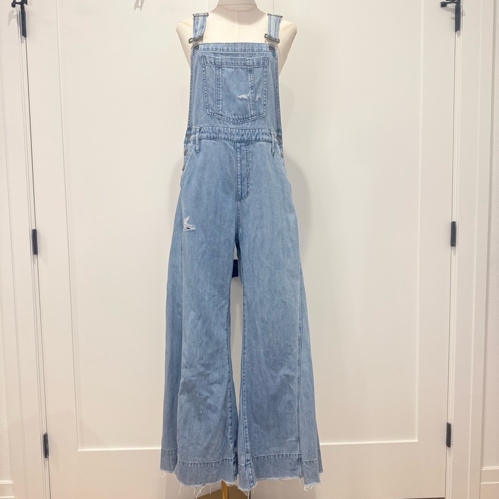 Show Me Your Mumu San Fran Overalls Medium Carolina Blue Flared Festival Boho - Picture 5 of 12